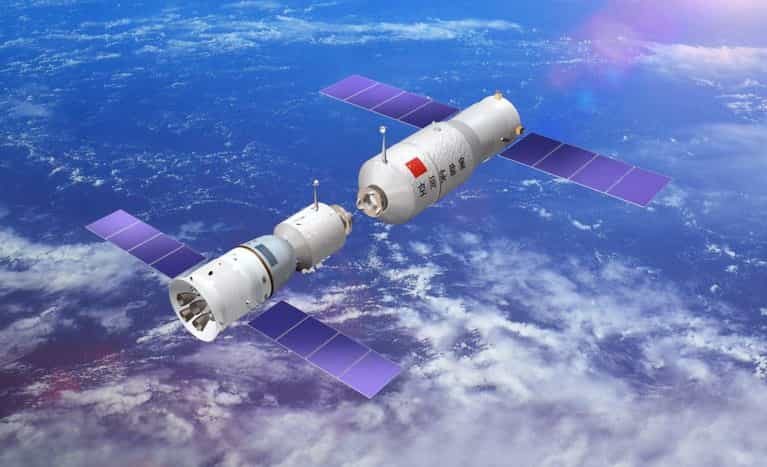 Avec Shenzhou-8 et Tiangong-1, la Chine s'essaie au rendez-vous orbital, étape nécessaire pour ce pays qui veut se doter d'une station spatiale à l'horizon 2020. © CNSA