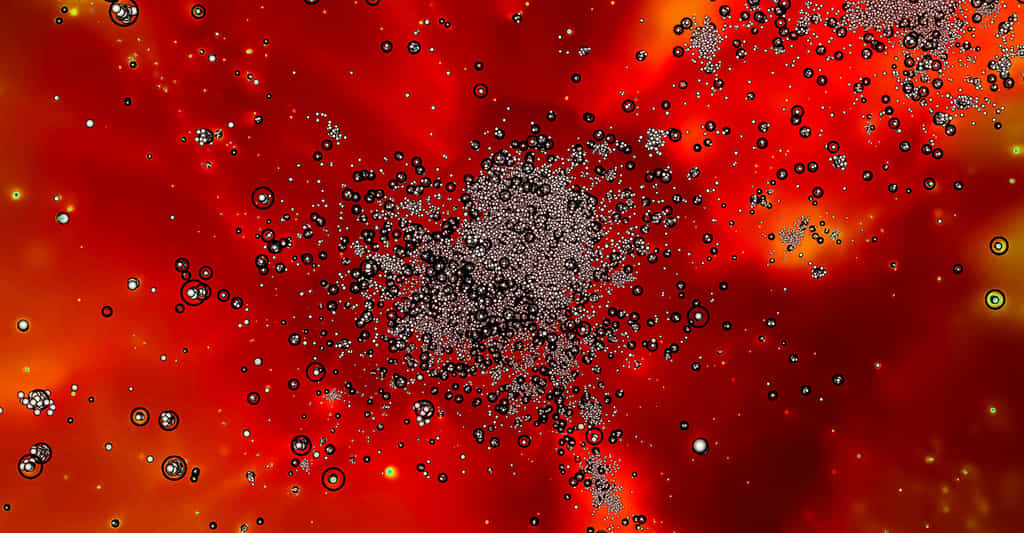 Des scientifiques ont créé la simulation de notre Univers la plus époustouflante jamais créée. Ils en publient un petit échantillon qui révèle l’évolution d’une région contenant un amas massif de galaxies depuis des milliards d’années jusqu’à nos jours. © Argonne National Laboratory, U.S Dept of Energy