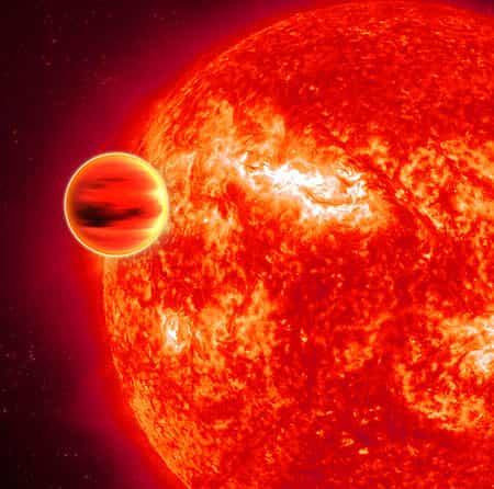 Image d'artiste montrant en infra-rouge l'exoplanète HD 189733b (Crédit: ESA - C. Carreau).