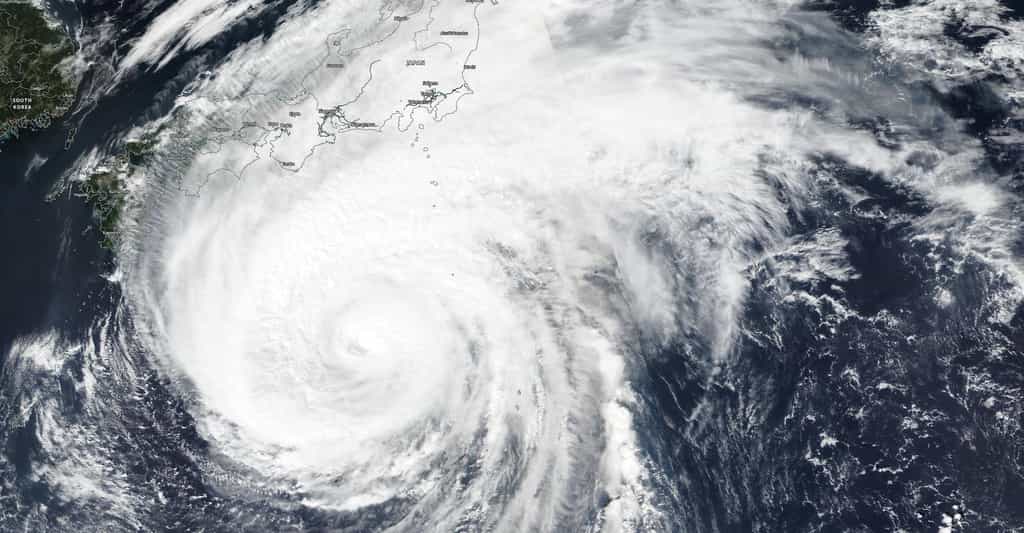 Comme prévu, le super-typhon Hagibis a violemment frappé le Japon le week-end dernier. © NASA Worldview, Earth Observing System Data and Information System (EOSDIS)