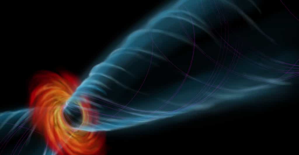 Des astronomes de l’université de Waterloo (Canada) montrent l’anneau de photons qui entoure le trou noir supermassif au cœur de la galaxie M87. © Université de Waterloo