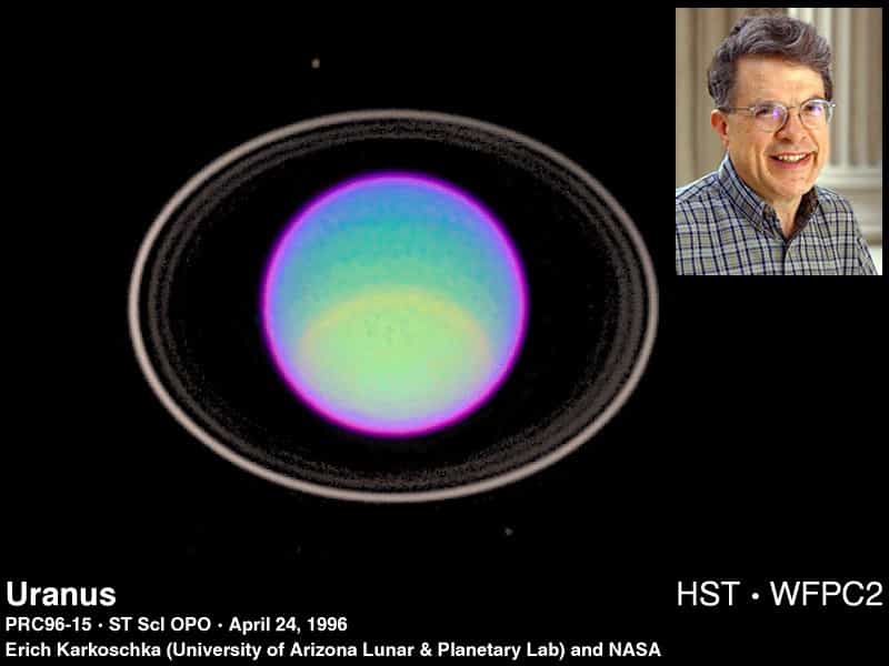 Les anneaux d'Uranus (ici photographiés en 1996 par le télescope Hubble) ont été découverts par J. Elliot et ses collègues en 1977. © E. Karkoschka-Nasa/DR 