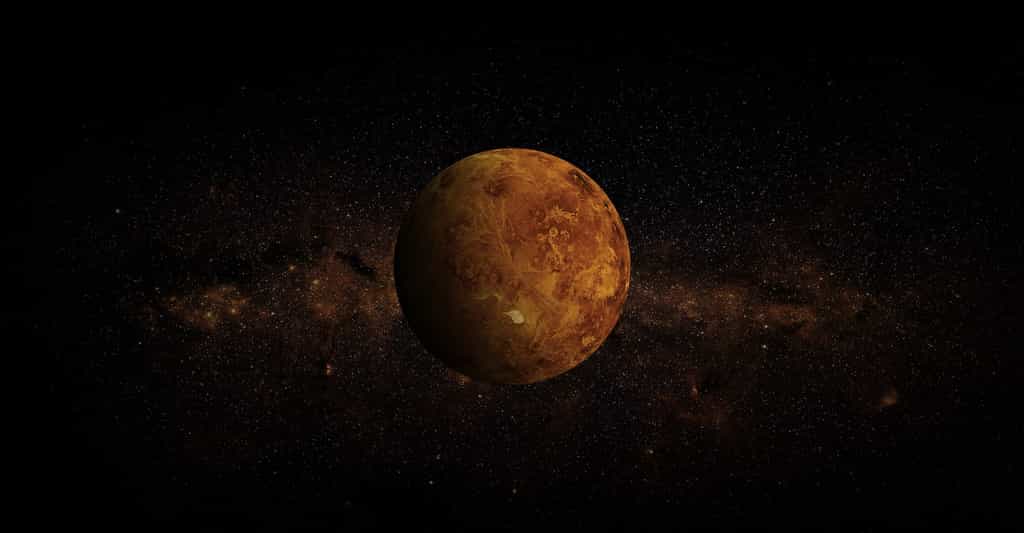 Des chercheurs américains expliquent la rotation rétrograde de Vénus par la présence passée d’une lune en orbite autour de la planète. © wasan, Adobe Stock