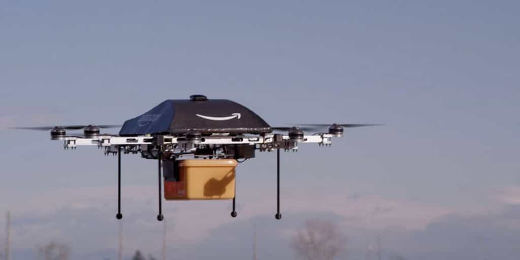 Drone Amazon Prime Air. Un premier client a été livré près de Cambridge, en Angleterre, le 7 décembre. © Amazon