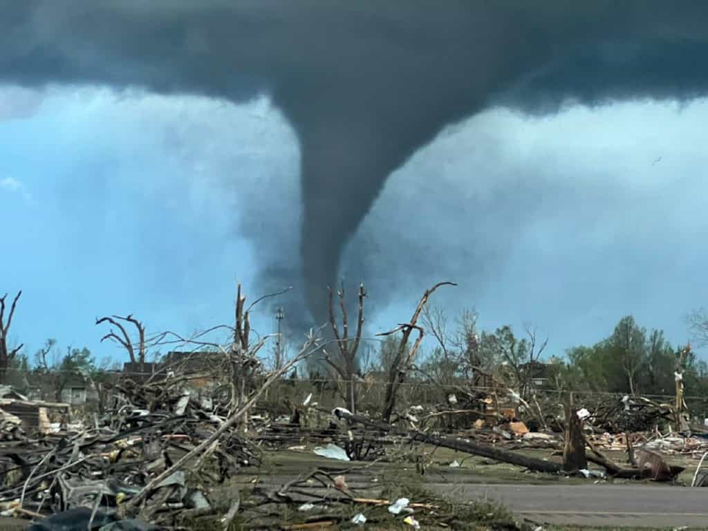 La ville d'Andover, au Kansas, a de nouveau été frappée par une tornade majeure fin avril. © Westin Wood