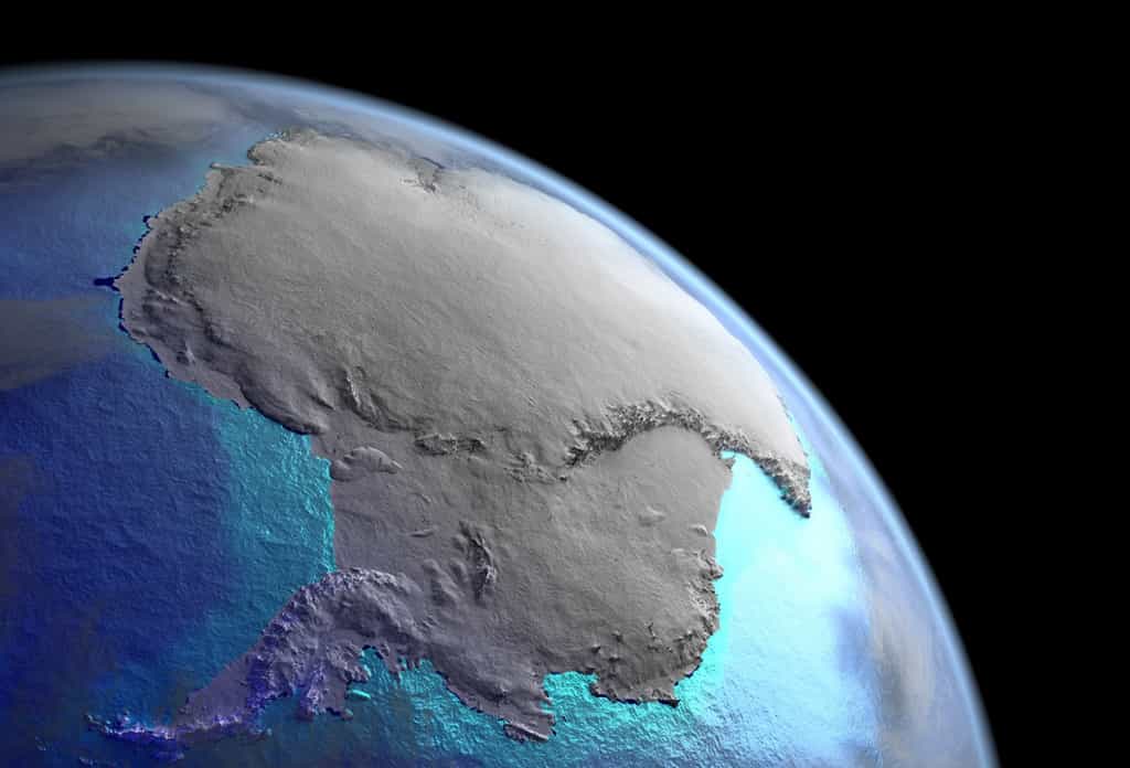 Une vue d'artiste de l'Antarctique depuis l'espace. © Fotolia harvepino