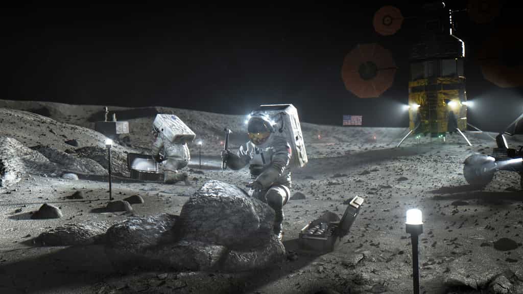 Alors que la France butte sur le déploiement de la 5G, la 4G pourrait bien débarquer sur la Lune dans le cadre du projet Artemis. © Nasa