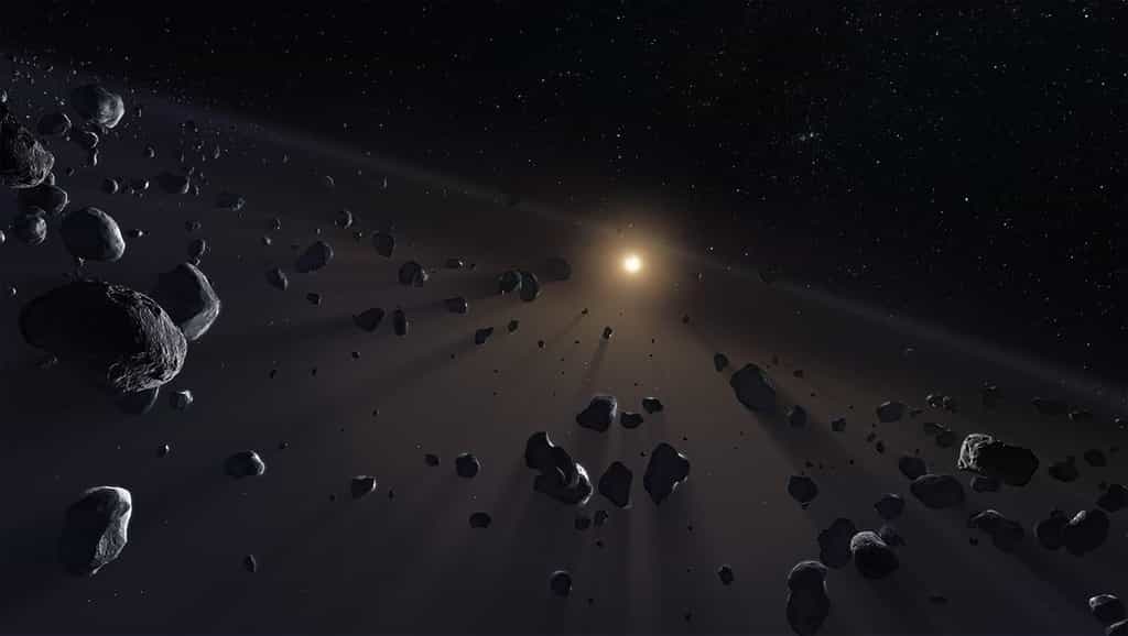 Vue d'artistes d'astéroïdes de la Ceinture de Kuiper. © ESO, Kornmesser