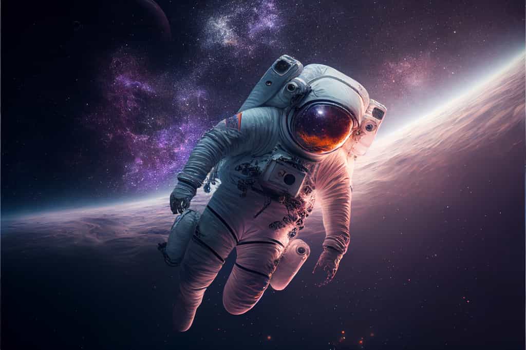 Illustration d'une sortie dans l'espace comme en rêve Sophie Adenot depuis son plus jeune âge. © Dave, Adobe Stock