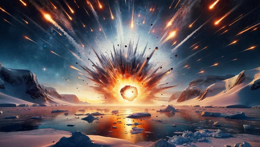Les scientifiques ont la preuve qu'une météorite a explosé au dessus de l'Antarctique il y a 2,5 millions d'années. © DALL-E