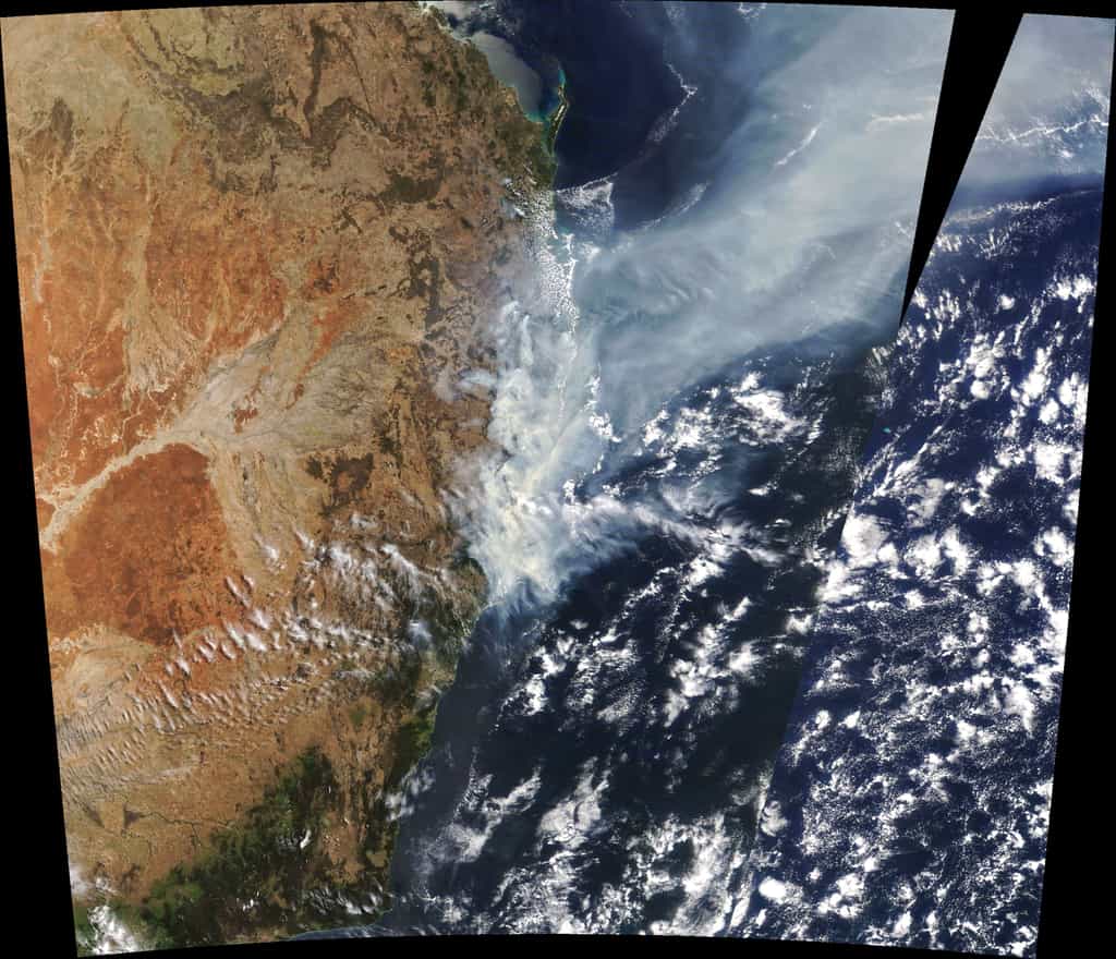 Incendies en Australie vus de l'espace, le 11 novembre 2019. © Nasa Earth Observatory