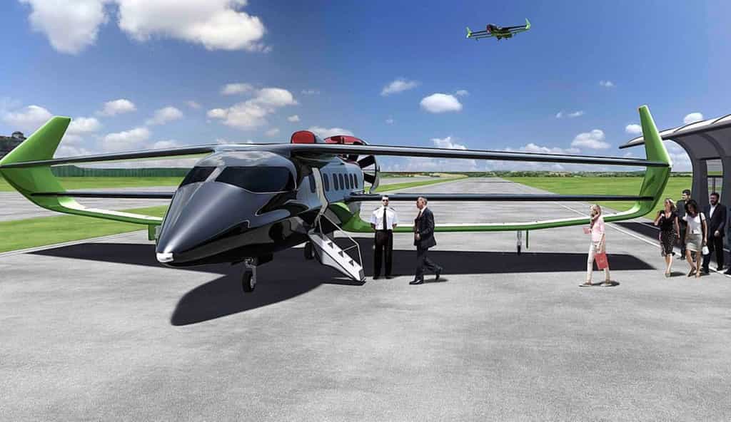 Basé sur une architecture d’aile triplan, le Beha sera un avion hybride capable d’emporter 18 passagers ou 5 tonnes de fret. © Faradair