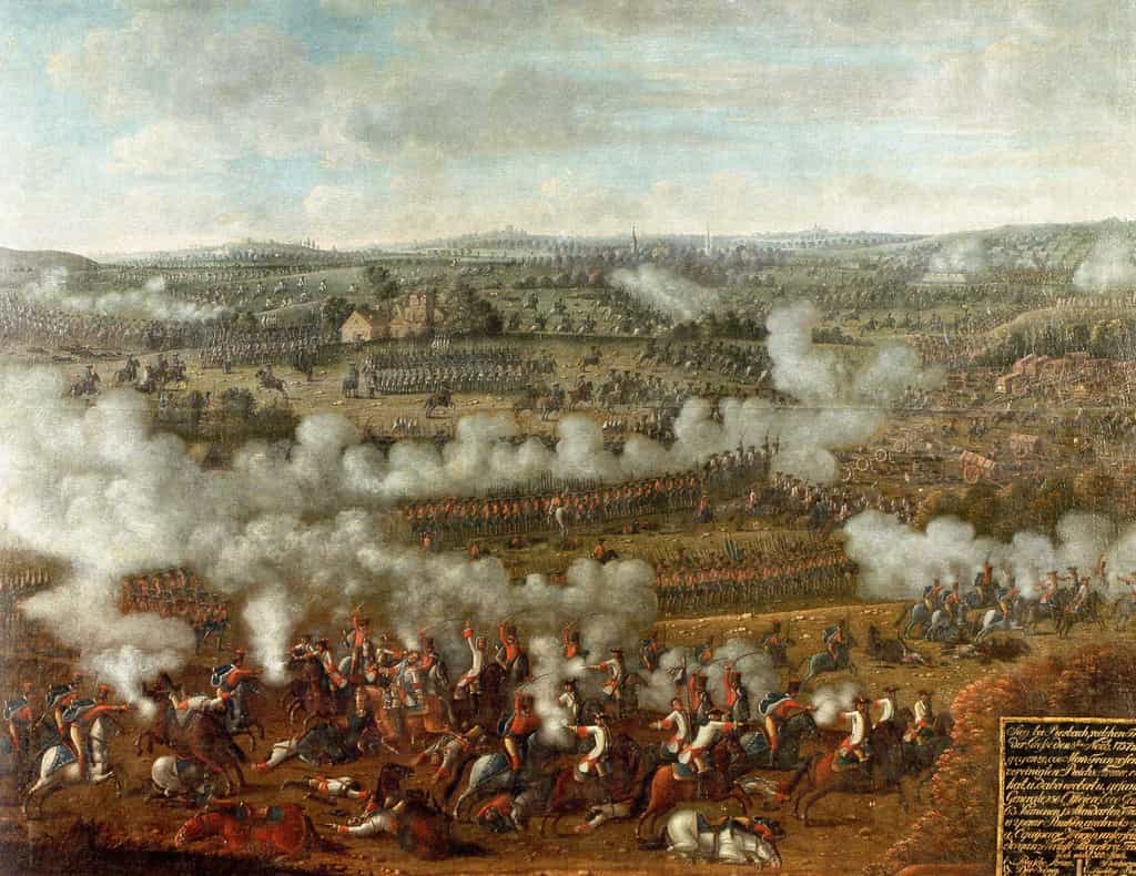 Bataille de Rossbach (huile sur toile, Musée Weissenfels au château de Neu-Augustusburg). © Wikimedia Commons, domaine public