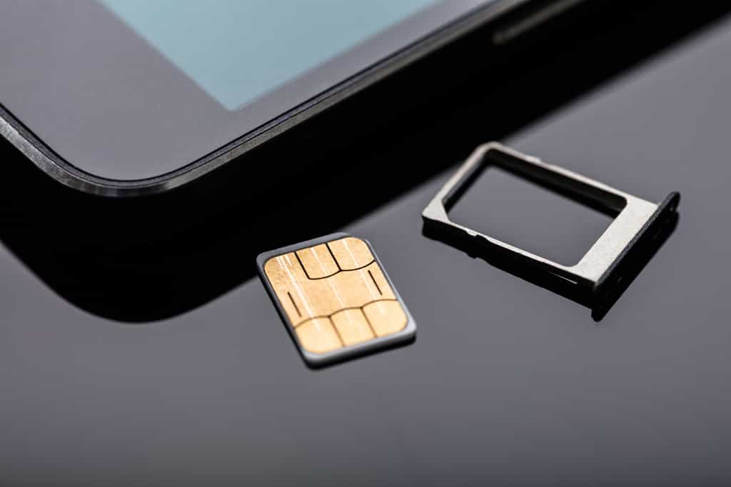 La carte SIM est une puce à mémoire, que l'on trouve dans les téléphones portables. © Andrey Popov, Adobe Stock