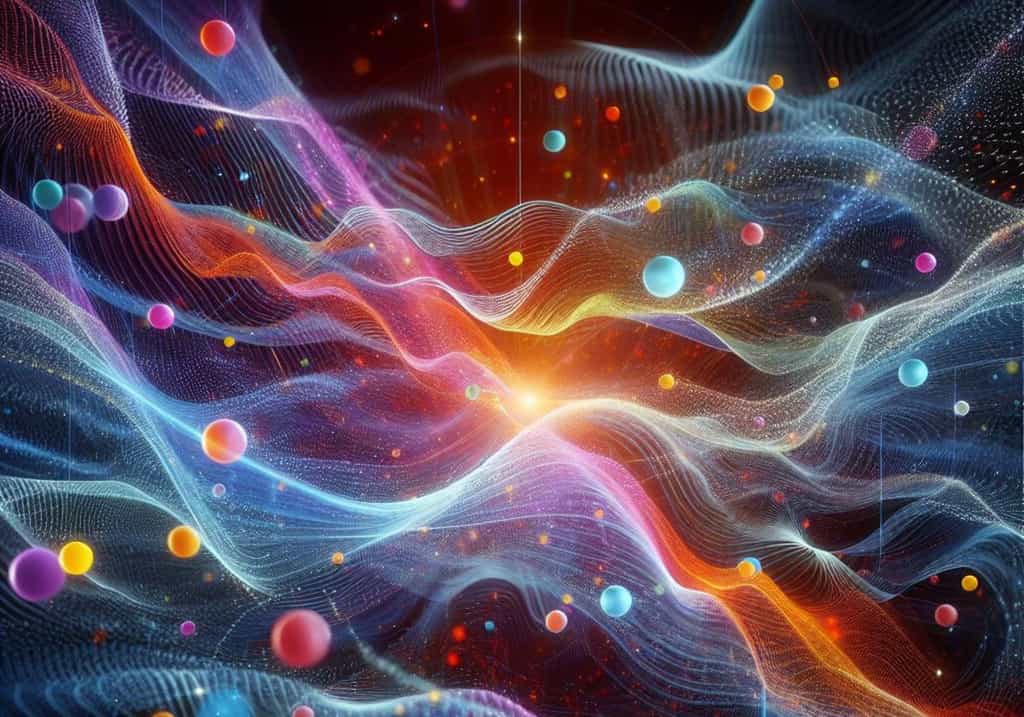 Une vue des champs quantiques par l'IA. © IA BING Designer Microsoft Corporation