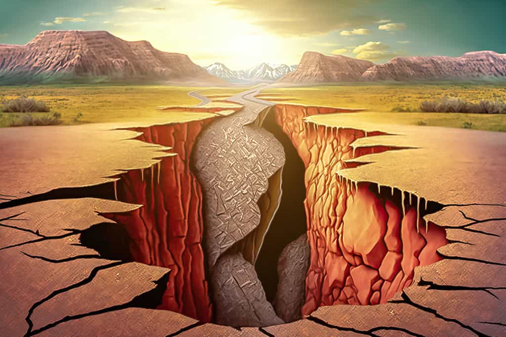 Une vue d'artiste montrant une coupe de l'intérieur de la Terre pendant l'Archéen. © bennymarty, Adobe Stock