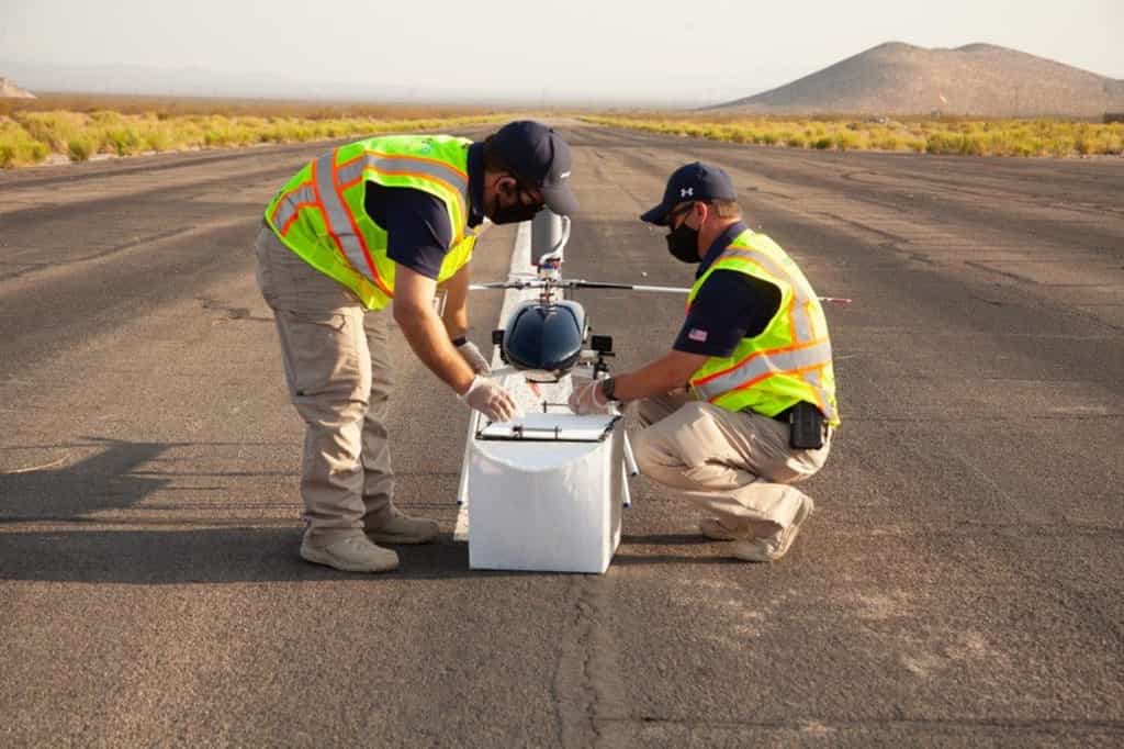 Le drone de livraison de MissionGO en préparation pour le vol d'essai. © MissionGO
