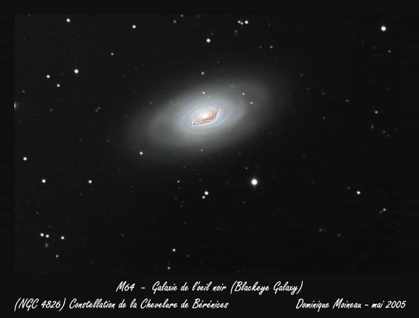 M64, alias Galaxie de l'Oeil Noir ou Black-eye Galaxy
