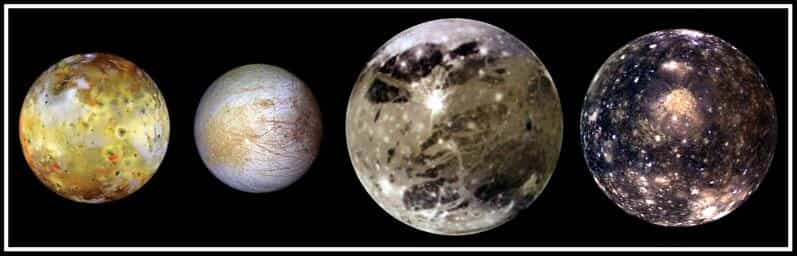 Comparaison des satellites principaux de Jupiter
