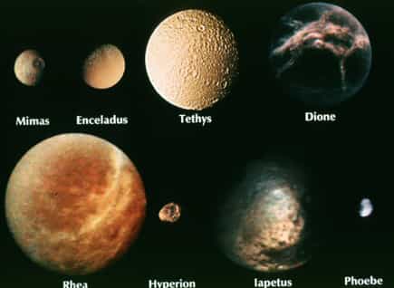 Un tableau comparatif des principales lunes de Saturne