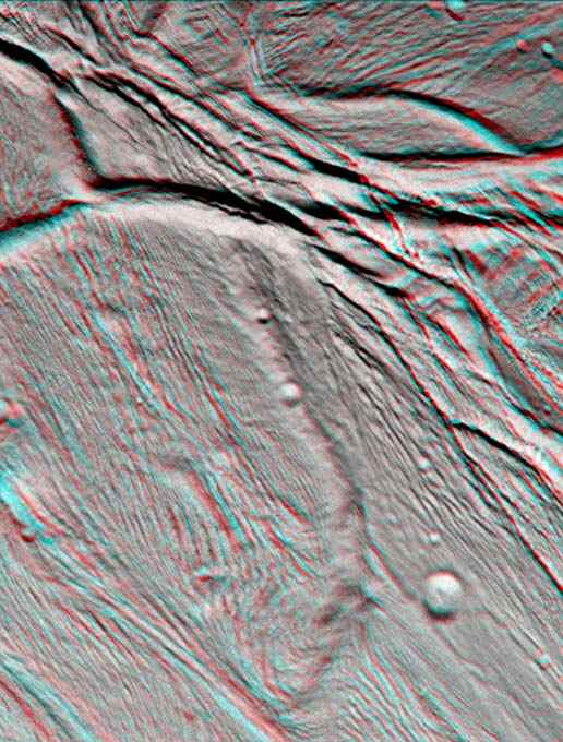 Surface d'Encelade en 3D