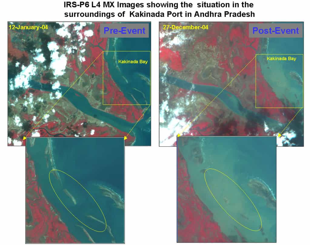 Environs du Port de Kakinada : avant et après