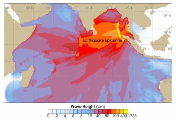 Tsunami : hauteur des vagues