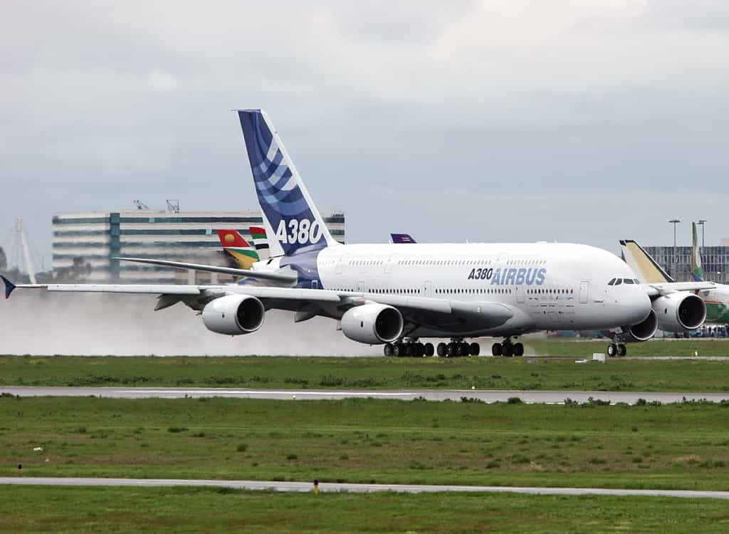 Airbus A380 : tests sur sol mouillé