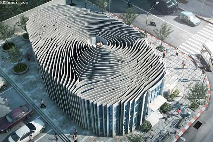 Un bâtiment en forme d'empreinte digitale