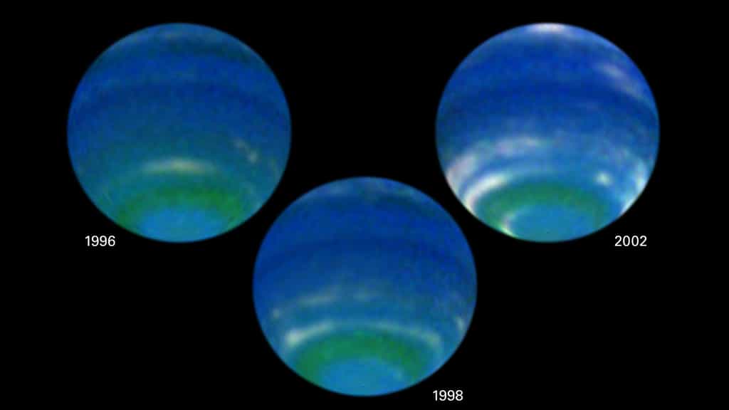 Neptune et Triton. Neptune et Triton prises ensemble par Voyager 2 (APOD 29/06/2001).