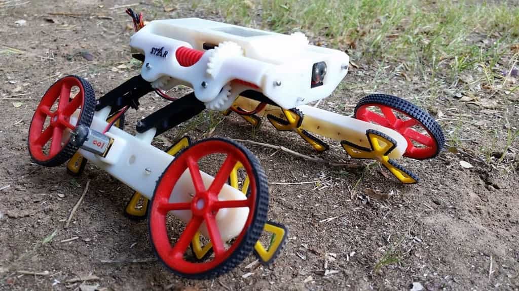 Le robot Rising Star et ses deux types de roues pour s'adapter à tous les terrains. © Zarrouk lab, Ben-Gurion University of the Negev