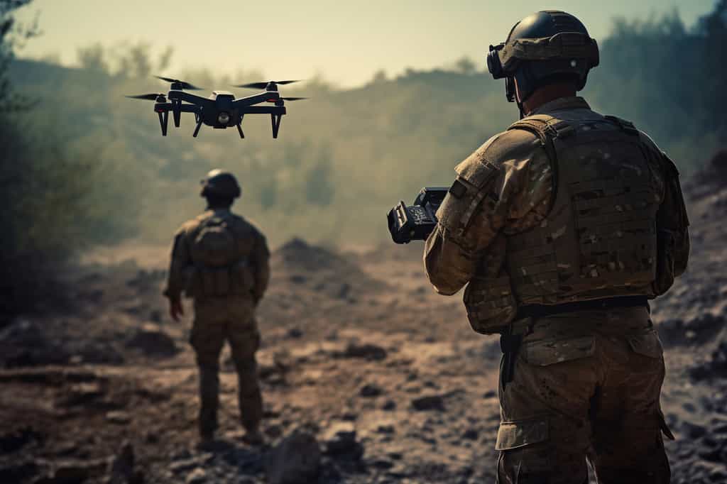 La solution imaginée par Teledyne FLIR permettrait aux soldats de lancer et de récupérer des drones sans sortir de leur véhicule. © Arhendrix, Adobe Stock