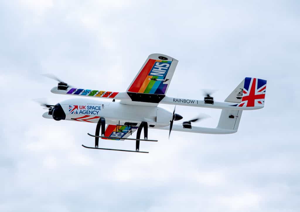 Le drone de l’entreprise Apian, qui sera utilisé pour livrer les médicaments sur l’Ile de Wight. © Apian