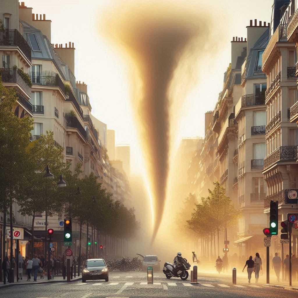 Le Dust Devil est un phénomène tourbillonnaire qui est rarement dangereux, mais il faut se méfier des plus puissants. © Karine Durand, Image Bing (image générée avec IA)