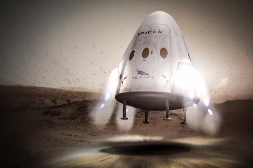 À l'exception de la mission de 2018, la Nasa devrait installer des expériences scientifiques sur les capsules Red Dragon qui, tous les 26 mois, s'envoleront à destination de la Planète rouge. © SpaceX