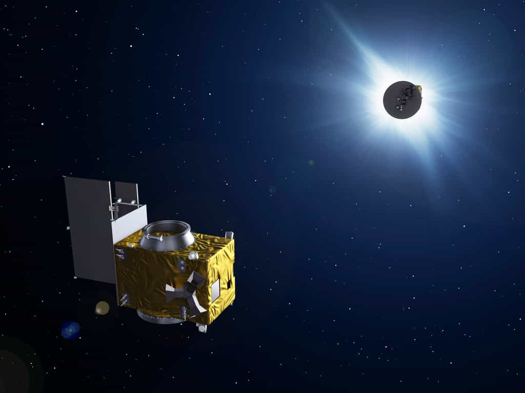 Proba-3 n'est pas seulement une mission de démonstration de technologies nouvelles. Les deux satellites qui la composent vont provoquer des éclipses solaires de façon à observer l'atmosphère extérieure du Soleil. © ESA, P. Carril