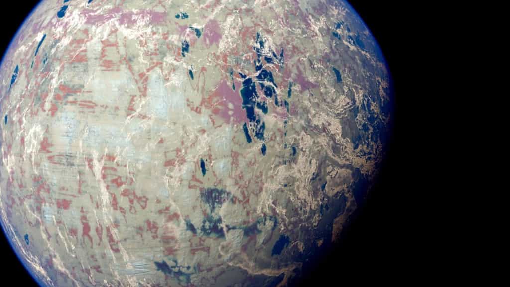 Avec un catalogue de couleurs basé sur les microbes de la Terre, les astronomes peuvent commencer à déchiffrer la teinte de la vie sur des exoplanètes lointaines et gelées, comme le montre ce rendu artistique. © Jack Madden