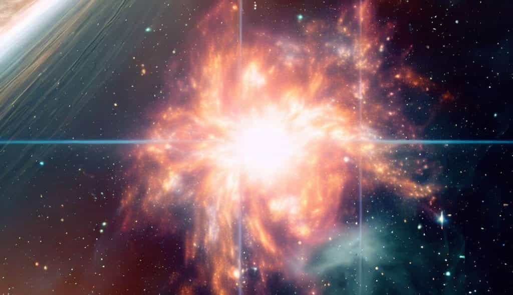 Illustration d'explosion des premières étoiles. © X. Demeersman, Bing Image Creator