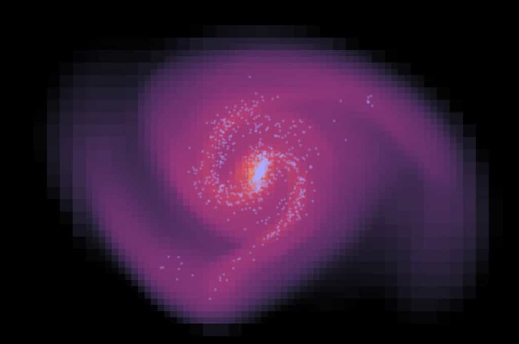 Un extrait des simulations de la formation des galaxies sur plusieurs milliards d'années avec Mond. © AG Kroupa Uni Bonn