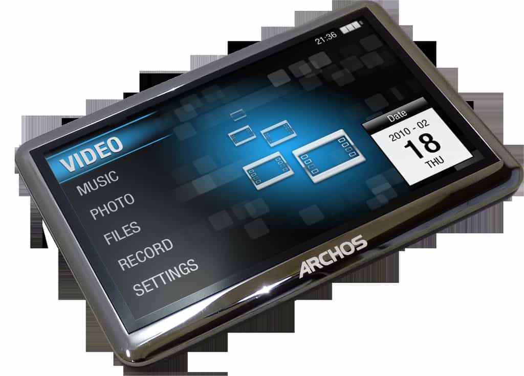 Le format vidéo MP4 ou MPEG-4 permet de diffuser de la vidéo sur différents appareils, comme des ordinateurs, des téléphones ou des lecteurs, comme ce modèle 4-3 Vision, d'Archos. © Archos