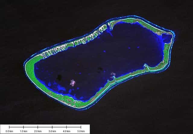 L’ensachage peut provoquer une inondation des bandes de terre d’un atoll par les eaux du lagon. © EVS-Islands CC by 2.0
