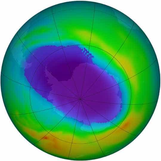 Le trou de la couche d’ozone tel qu’il était en septembre 2004 au-dessus de l’Antarctique. © Nasa - Goddard Space Flight Center Scientific Visualization Studio