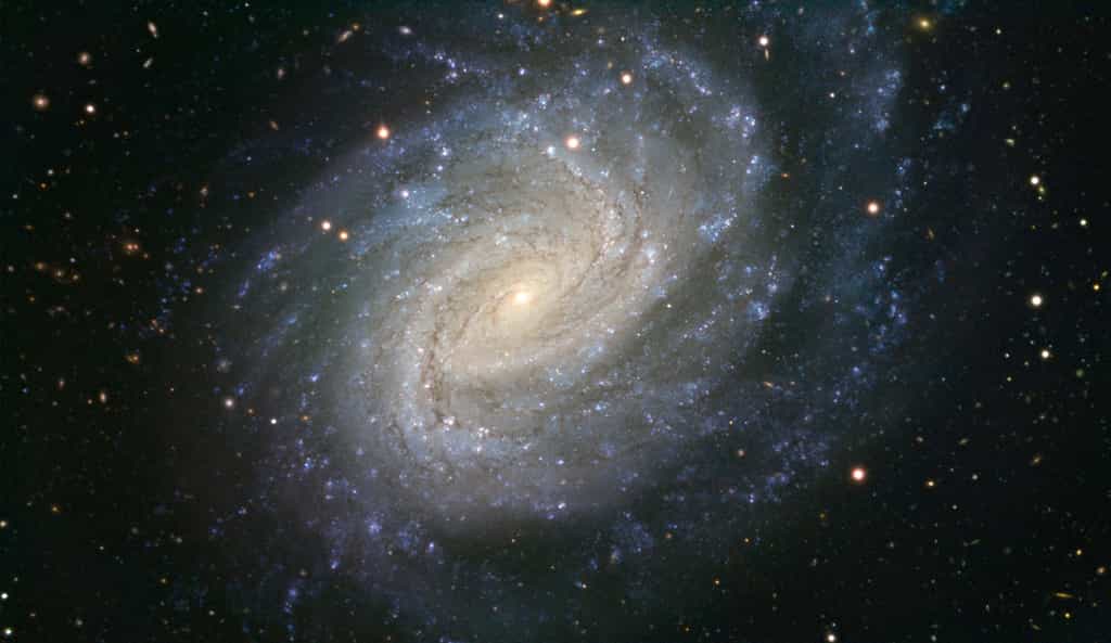 Cette image, prise avec le très grand télescope (VLT) de l'ESO, montre la galaxie NGC 1187. Cette galaxie spirale impressionnante se situe à 60 millions d'années-lumière de la Terre dans la constellation de l'Éridan. NGC 1187 a été le théâtre de deux explosions de supernova observées au cours des trente dernières années, la dernière en 2007.