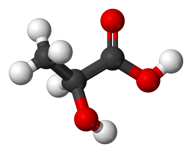 Le lactate est la forme ionique de l'acide lactique. © Benjah-bmm27, Wikimedia, domaine public