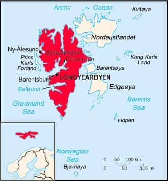 L'île de Spitzberg se situe dans l'archipel du Svalbard. &copy; domaine public