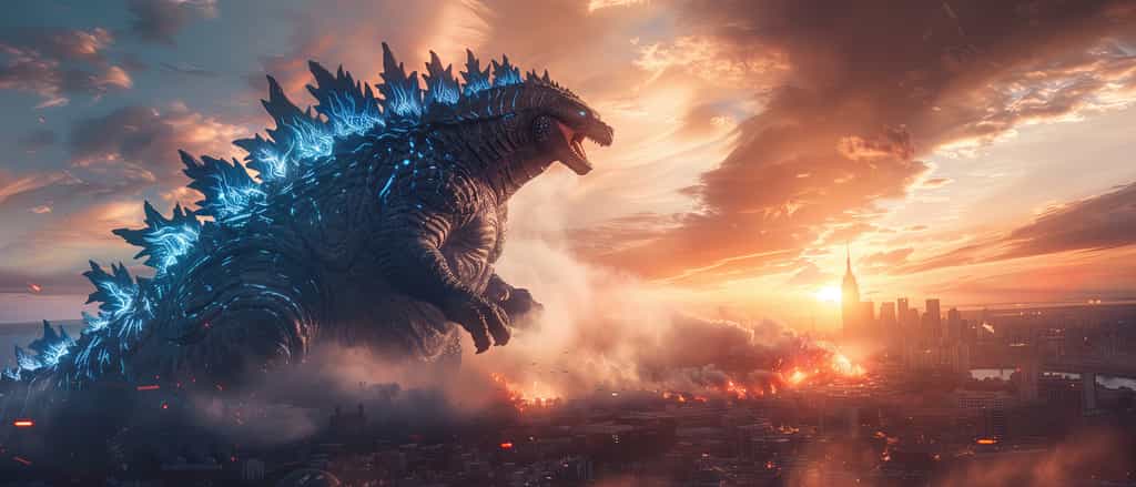 Illustration d'un monstre à l'image de Godzilla (image générée à l'aide de l'IA). © Alex Marinho, Adobe Stock