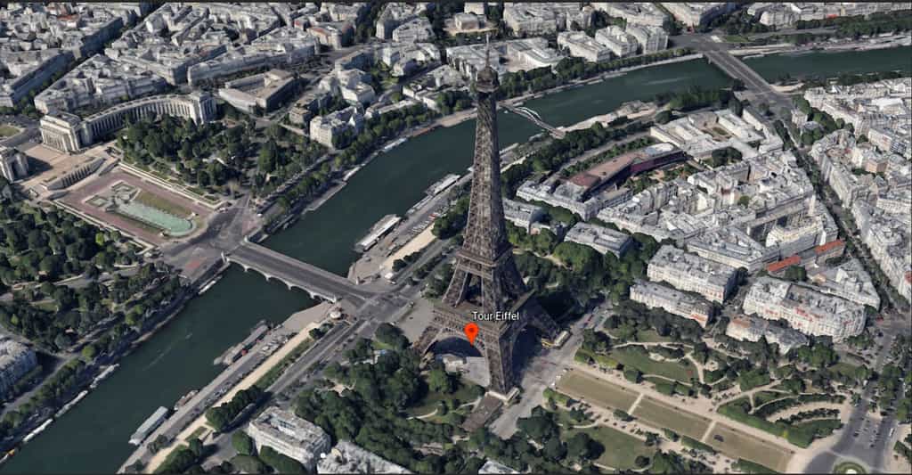 La nouvelle version de Google Earth offre un mode de visualisation en trois dimensions qui permet d’admirer un site ou un bâtiment sous plusieurs angles. © Google