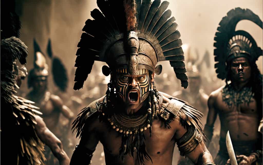 Illustrations de guerriers aztèque générée par une AI. © Justinas, Adobe Stock