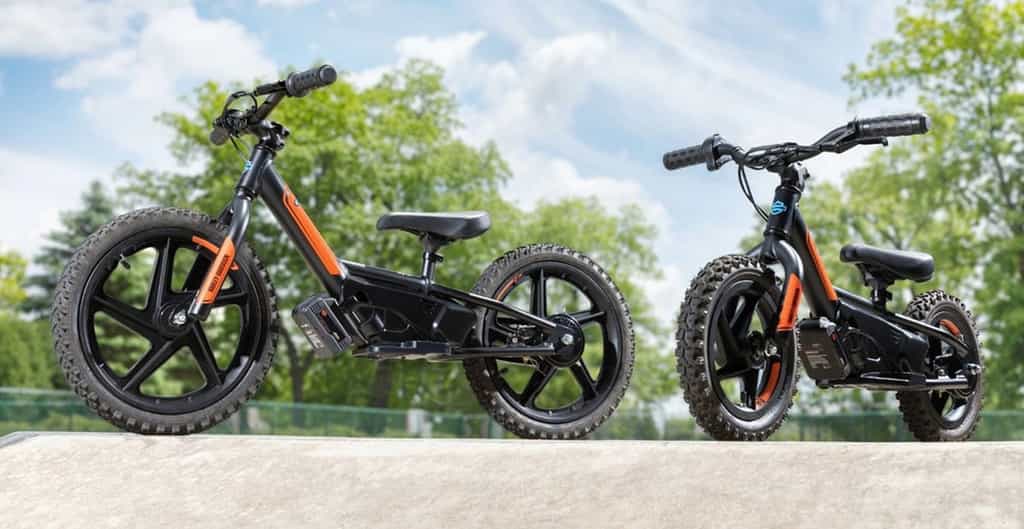 Les vélos d’équilibre électrique Harley-Davidson IronE12 et IronE16. © Harley Davidson