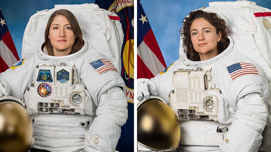 Les astronautes Christina Koch et Jessica Meir (Nasa) ont effectué la première sortie dans l'espace 100 % féminine. © Nasa